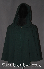 Cloak:3219, Cloak Style:Full Circle Short Cloak (Attack on Titan), Cloak Color:Hunter Green, Fiber / Weave:6% lycra fine wool blend suiting, Cloak Clasp:Shank Button, Hood Lining:Unlined, Back Length:27", Neck Length:23", Seasons:Fall, Spring, Note:"If I don't fight, I can't win."<br>Based on the popular anime series<br>Attack on Titan (Shingeki no Kyojin)<br> this short wool cloak can be warn for<br>scouting missions or everyday activities.<br>Made of a lightweight wool blend<br> with a metal shank button.<br>Dry clean or spot wash only..