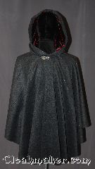Cloak:3138, Cloak Style:Ruana, Cloak Color:Grey Speckled, Fiber / Weave:Wool Blend, Cloak Clasp:Vale, Hood Lining:Maroon silk Velvet, Back Length:33" back<br>26" overarm, Neck Length:22.5", Seasons:Fall, Spring, Southern Winter, Note:A unique grey wool ruana cloak<br>is the perfect accessory for any event.<br>Made of a wool blend and speckled<br>heather of various colors<br>you will be endlessly surprised.<br>The hood is lined in a  luxurious<br>silk maroon velvet for added<br> warmth and slip prevention<br>from light winds.<br>This ruana makes a great<br>driving cloak with shorter<br>sides for easy arm mobility.<br>Spot or dry clean only..