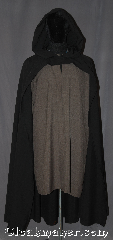 Cloak:3195, Cloak Style:Half Circle, Cloak Color:Black, Fiber / Weave:100% Polyester linen texture, Cloak Clasp:Price includes a<br>closure of your choice<br>snaps or buttons, Hood Lining:Unlined, Back Length:49", Neck Length:Up to 26", Seasons:Fall, Spring, Summer, Note:Going on an adventure?<br>This lightweight polyester<br>faux linen weave half circle cloak<br>with an open front shows off your<br> armor/dress while still adding some warmth.<br> Perfectly designed for running and hiking<br>Machine washable.<br>(Tunic not included).