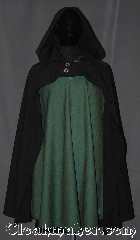 Cloak:3264, Cloak Style:Half Circle, Cloak Color:Black, Fiber / Weave:Wool Suiting, Cloak Clasp:Double Button, Hood Lining:Unlined, Back Length:46", Neck Length:24", Seasons:Summer, Fall, Spring, Note:This black double button half circle cloak<br>is a great finish to a LARP or<br>Renaissance Fair providing warmth<br>while showing off your outfit.<br>Made from 100% wool suiting.<br>Perfect for Summer, Late Spring,<br>Early Fall outerwear.<br> Machine washable..