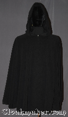 Cloak:3322, Cloak Style:Full Circle Cloak Pullover poncho, Cloak Color:Black, Fiber / Weave:100% Polyester Fleece, Cloak Clasp:Hidden Hook & Eye, Hood Lining:Unlined, Back Length:36", Neck Length:26" open, Seasons:Fall, Spring, Note:Lightweight and easy care, <br>this black pullover is a great piece<br>of fall/spring outerwear.<br>Made  with polyester fleece, this unlined cloak<br>makes a great accessory for everyday wear,<br> LARP or Renaissance Fair.<br>The cloak is machine washable, so throw it on<br>whenever you need some extra warmth..