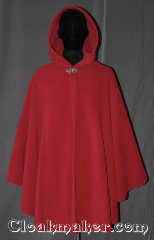 Cloak:3334, Cloak Style:Shaped Shoulder Ruana Cloak, Cloak Color:Rose Red, Fiber / Weave:Honeycomb Surface Fleece, Cloak Clasp:Vale, Hood Lining:Self-lined with low<br>velour fleece, Back Length:40", Neck Length:22", Seasons:Southern Winter, Fall, Spring, Note:A cross between a cape and a cloak, a ruana<br>is a great way to keep warm while<br>frequent, unhindered use of your arms <br>is needed. Ruanas make great driving cloaks!<br>This Ruana is extra long (34")<br>over the shoulders for even more coverage.<br>Machine washable cold gentle, tumble dry low.<br>Throw it on and go!.