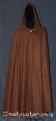 Cloak:3368, Cloak Style:Full Circle Cloak, Cloak Color:Caramel Brown, Fiber / Weave:Fleece, Cloak Clasp:Vale, Hood Lining:Unlined, Back Length:52", Neck Length:21.5", Seasons:Fall, Spring, Note:Lightweight economy fleece provides<br>a  warmth with very little weight.<br>This caramel full circle cloak is suitable<br>for indoor wear late spring,<br>early fall, cool summer evenings<br>or just snuggling on the couch.<br>Easy care machine washable..