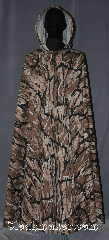 Cloak:3431, Cloak Style:Full Circle Cloak/ Rangers Apprentice, Cloak Color:Brown, Black, tan, white<br>camouflage, Fiber / Weave:Cotton canvas, Cloak Clasp:TBD, Hood Lining:Unlined tan interior double sided fabric, Back Length:52", Neck Length:22", Seasons:Southern Winter, Fall, Spring, Note:The pride of any Ranger's Apprentice;<br>this brown and black camouflage full circle cloak<br>allows you to blend into the dense<br>forests of for a classic hunt.<br>Made of a cotton canvas of a<br>forest phantom repeating camouflage pattern<br>with a trademark scattered throughout.<br>Machine washable.