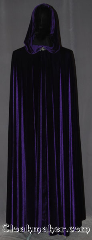 Cloak:3476, Cloak Style:Full Circle Cloak, Cloak Color:Jewel Purple, Fiber / Weave:polyester Stretch Velvet, Cloak Clasp:Vale, Hood Lining:Unlined, Back Length:57.5", Neck Length:21", Seasons:Fall, Spring, Summer, Note:A theatrical full circle cloak made of a<br>stretch velvet with a theatrical<br> drape/bounce ideal for cool fall evenings.<br>Adorned with a vale hook and eye clasp.<br> Machine washable.<br>Can be hemmed to height..