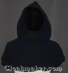 Cloak:3527, Cloak Style:Shape Shoulder<br>Pullover Capelet short, Cloak Color:Navy, Fiber / Weave:Windblock Polar Fleece, Cloak Clasp:TBD Keyhole, Hood Lining:Unlined, Back Length:13", Neck Length:21", Seasons:Winter, Southern Winter, Fall, Spring, Note:This origional pieced short shape shoulder<br>capelet in navy will keep you warm all winter<br>by providing 100% wind resistance.<br>It's a double layer Windblock polar fleece<br>with a windproof membrane laminated<br>between the water resistant outer layer<br>and the absorbent inner layer.<br>Machine wash cold gentle, tumble dry low.<br>A ideal starter cloak for a child<br>or touch of warmth for a adult.<br> DO NOT DRY CLEAN..
