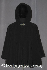 Cloak:3541, Cloak Style:Full Circle Cloak, Cloak Color:Black, Fiber / Weave:WindPro Fleece, Cloak Clasp:Triple Medallion, Hood Lining:Unlined matching Shearling interior<br>double sided fabric, Back Length:30", Neck Length:23", Seasons:Winter, Southern Winter, Fall, Spring, Note:A classic black windpro full circle cloak that<br>will keep you warm and dry on chilly nights.<br>This soft and cuddly cloak has an<br>interior faux shearling texture<br>for extra comfort.<br>The final touch on this functional and<br>elegant cloak is a water resistant outer<br>layer to keep you dry during light rain/snow.<br>A ideal starter cloak for an adult.<br>Machine washable.