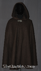 Cloak:3544, Cloak Style:Shape Shoulder Cloak, Cloak Color:Heathered Chocolate Brown, Fiber / Weave:80% Wool / 20% Nylon cashmere blend, Cloak Clasp:Triple Medallion, Hood Lining:Unlined, Back Length:39", Neck Length:23", Seasons:Southern Winter, Fall, Spring, Note:A heathered chocolate brown<br>shape shoulder cloak has<br>less bulk than a full circle.<br>Made with a Wool blend cashmere with a<br>silvertone triple medallion hook and eye clasp<br>Dry clean only..