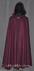 Cloak:3550, Cloak Style:Full Circle Cloak, Cloak Color:Wine Purple, Fiber / Weave:50% Wool / 50% Poly, Cloak Clasp:Vale, Hood Lining:Black Velvet, Back Length:51", Neck Length:21", Seasons:Winter, Southern Winter, Fall, Spring, Note:"Wine: a constant proof that God loves us,<br>and loves to see us happy!" Benjamin Franklin<br>Show your love to someone by<br>keeping them warm and happy with this<br>wine colored full circle wool blend cloak.<br>Perfect for all cold weather locations<br>with a elegant black velvet<br>hood lining and Vale clasp.<br>Spot or dry clean only..