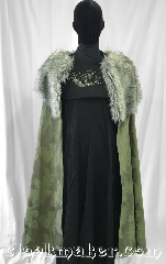 Cloak:3586, Cloak Style:Half Circle, Cloak Color:Green, Fiber / Weave:100% Polyester, Cloak Clasp:Ties, Hood Lining:N/A<br>Fur collar, Back Length:47", Neck Length:24", Seasons:Fall, Southern Winter, Note:Sansa or Catelyn Stark, this price<br>includes furred cloak only..