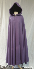 Cloak:3608, Cloak Style:Full Circle Cloak, Cloak Color:Lavender, Fiber / Weave:80% wool,<br> 20% nylon, Cloak Clasp:Triple Medallion, Hood Lining:Dark purple velvet, Back Length:55", Neck Length:21", Seasons:Winter, Southern Winter, Spring, Fall, Note:This luscious lavendar full circle creation<br> is perfect for a stroll in the whites of winter,<br>the new greens of spring, or the<br>reds and golds of fall.<br>In an 80/20 wool blend it is easy care<br>fabric but requires dry cleaning..