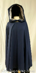 Cloak:3643, Cloak Style:Shaped Shoulder Cloak, Cloak Color:French Blue, Fiber / Weave:wool blend suiting, Cloak Clasp:Vale, Hood Lining:silver polyester panne velvet, Back Length:37.5", Neck Length:20", Seasons:Spring, Summer, Fall, Note:With a french blue color and a silver<br>polyester panne velvet hood lining,<br>this shaped shoulder ruana style<br>cloak is light weight and lovely.<br>Machine washable on delicate cycle, <br>drip dry..