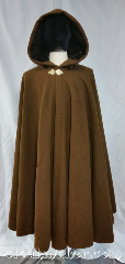 Cloak:3678, Cloak Style:Full Circle Cloak, Cloak Color:Cinnamon, Fiber / Weave:80% wool, 20% nylon, Cloak Clasp:Goldtone Triple Medallion, Hood Lining:Seal brown cotton velvet, Back Length:44.5", Neck Length:20", Seasons:Southern Winter, Fall, Spring, Note:This cinnamon and dark brown<br>full circle cloak has a subtle tiny<br>checkerboard pattern.<br>Complimented by a goldtone<br>triple medallion clasp closure<br>and a seal brown cotton velvet hood lining.<br>Dry clean only..