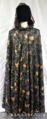 Cloak:3711, Cloak Style:Full Circle Cloak, Cloak Color:Hunter's camo, Fiber / Weave:Polyester sweatshirt fleece, Cloak Clasp:Ties, Hood Lining:Olive faux suede, Back Length:52.5", Neck Length:20", Seasons:Spring, Fall, Note:A hunter's camo patterned<br>full circle cloak with an olive green<br>colored faux suede hood lining.<br>Fastened together by<br>the neck with ties.<br>Machine wash warm, tumble dry<br>on low, no bleach..