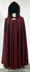 Cloak:3729, Cloak Style:Full Circle Cloak, Cloak Color:Rich maroon, Fiber / Weave:80% wool, 20% nylon, Cloak Clasp:Goldtone Triple Medallion, Hood Lining:Deep red cotton velveteen, Back Length:52.5", Neck Length:21", Seasons:Southern Winter, Winter, Spring, Fall, Note:Stay cordial with this rich maroon<br>full circle cloak, featuring a<br>deep red cotton velveteen hood lining<br>and a goldtone triple medallion clasp.<br>Made from a wool blend,<br>spot or dry clean only..