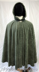 Cloak:3741, Cloak Style:Full Circle Cloak, Cloak Color:Sage Green, Fiber / Weave:WindPro Fleece, Cloak Clasp:Triple Medallion, Hood Lining:Self lined wiith Hunter Green, Back Length:47", Neck Length:27", Seasons:Winter, Southern Winter, Spring, Fall, Note:This sage green full circle cloak is<br>made from WindPro fleece<br>and is self lined with a hunter green color.<br>Secured by a silvertone<br>triple medallion clasp..
