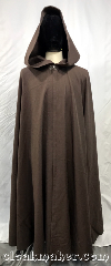 Cloak:3752, Cloak Style:Full Circle Cloak, Cloak Color:Medium Brown with Heathered Grey, Fiber / Weave:100% wool, Cloak Clasp:Vale, Hood Lining:liripe hood, Back Length:55", Neck Length:19.5", Seasons:Summer, Spring, Fall, Note:A medium brown with heathered grey,<br>100% wool full circle cloak with a<br>silvertone vale clasp that's ready for<br>a breezy spring day or a<br>mild summer event ..