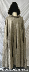 Cloak:3770, Cloak Style:Full Circle Cloak, Cloak Color:Natural plain weave, Fiber / Weave:100% Linen, Cloak Clasp:Ties, Hood Lining:Brown cotton velvet, Back Length:50", Neck Length:23", Seasons:Summer, Spring, Fall, Note:Natural, tan,and brown threads combine<br>in this rustic looking fabric.<br>Linen fiber gives it durability<br>with excellent breathability.<br>Has a Brown cotton velvet hood lining<br>and holds in place with ties.<br>Wash cold gentle and lay flat<br>to dry or dryclean.