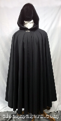 Cloak:3782, Cloak Style:Full Circle Cloak, Cloak Color:Charcoal Dark Grey, Fiber / Weave:Brushed cotton/polyester poplin, Cloak Clasp:Vale, Hood Lining:Black cotton poplin, Back Length:54", Neck Length:24", Seasons:Southern Winter, Spring, Fall, Note:This charcoal dark grey full circle cloak<br>is made from a brushed<br>cotton/polyester poplin fabric<br>with a nice amount of wind resistance.<br>Has a silvertone vale clasp to<br>keep it closed and a black<br>cotton poplin hood lining.<br>Machine washable!.