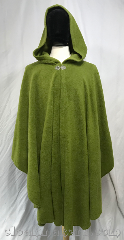Cloak:3812, Cloak Style:Cape / Ruana, Cloak Color:Pea Green, Fiber / Weave:Economy fleece, Cloak Clasp:Vale, Hood Lining:unlined, Back Length:42.5", Neck Length:26", Seasons:Spring, Fall, Note:Keep warm with this pea green<br>fleece ruana style cloak!<br>The shape is well suited for activities<br>that require your arms to be free,<br>with less bulk than our full circle cloaks.<br>Machine washable and closes<br>with a silvertone vale clasp!.