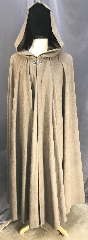 Cloak:3872, Cloak Style:Full Circle Cloak, Cloak Color:Mushroom Brown, Fiber / Weave:100% Polyester,<br>textured moleskin, Cloak Clasp:Vale, Hood Lining:unlined, Back Length:54", Neck Length:21", Seasons:Fall,
Spring, Note:This beige tan clay cloak mottled with<br>brown floats and flows sweepingly.<br>Grey, Tan, Beige, Mushroom, Clay<br>It's also easy care and machine washable!.