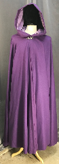 Cloak:3874, Cloak Style:Full Circle Cloak, Cloak Color:Purple, Fiber / Weave:100% Wool,<br>flanneled twill, Cloak Clasp:Vale, Hood Lining:Light Purple Velveteen, Back Length:56", Neck Length:22", Seasons:Fall,
Spring, Note:Magestic and Striking<br>100% wool.