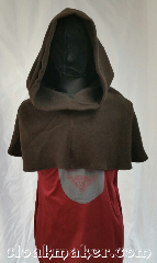 Cloak:H119, Cloak Style:Regular Hood, Cloak Color:Dark Brown, Fiber / Weave:Wool blend coating, Hood Lining:Unlined, Back Length:12", Neck Length:XL - neck 28", Seasons:Winter, Fall, Note:This hood is a good piece to wear over<br>a turtleneck or on top of something<br>else for additional warmth and dryness.<br>It's a dark chocolate brown,<br>Dry clean only.<br>28" neck hole.<br>Pictured on tunic J561<br>Tunic not included..