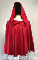 Cloak:H165, Cloak Style:Regular Hood, Cloak Color:Crimson Red, Fiber / Weave:Cotton/polyester blend, Hood Lining:unlined, Back Length:27", Neck Length:XXL - neck 30", Seasons:Spring, Fall, Note:This hood is made from a crimson<br>red cotton/polyester blend.<br>Machine washable.<br>30" extra spacious neck hole.<br>27" back length from base of neck..