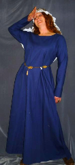 Gown ID:G589, Gown Color:Stone Blue, Style:Versatile, Sleeve:Straight, Neckline Type:Scoop, Fabric:Cotton Duck, Bust Size:44", Sleeve Length:33", Back Length:55.5".