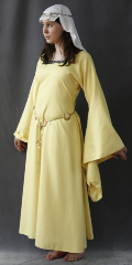Gown ID:G613, Gown Color:Sundrop, Style:12th Century, Sleeve:Long drop sleeve, Trim:Nordic Diamond wide trim, Neckline Type:Squared, Fabric:Polyester Corded Twill, Sleeve Length:31", Back Length:52".