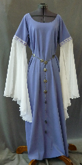Gown ID:G710, Gown Color:Periwinkle Purple, Style:12th Century, Sleeve:Long Drop Split Sleeve in poly chiffon with Diamond and Flourishes trim at bicep, Trim:Diamond and Flourishes trim at bicep, Neckline Type:Ballet, Fabric:Moleskin, Sleeve Length:34", Back Length:60".