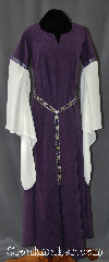 Gown ID:G762, Gown Color:Purple, Style:12th Century<br>(shown with<br>Diamond Shield Plaque<br>Belt BT0014BZ-ST<br>NOT included), Sleeve:Long Drop White Sleeve<br>with Formal Vine Silver/Purple<br>trim at bicep, Trim:Formal Vine Silver/Purple<br>trim at bicep, Neckline Type:Keyhole, Fabric:Polyester Moleskin, Sleeve Length:31.5", Back Length:55".