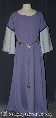 Gown ID:G911, Gown Color:Lavender, Style:12th Century<br>(shown with Silvertone Plated Shell<br> Shield Accolade Belt #BT0020BZ-ST<br>sold separately), Sleeve:Long Drop White Polyester<br> shimmer Sleeve<br>with Florentine, Narrow<br>Gold, Green, & Purple<br>trim at bicep, Trim:Florentine, Narrow<br>Gold, Green, & Purple<br>trim at bicep, Neckline Type:Ballet, Fabric:Polyester Suiting, Machine Washable, Sleeve Length:29", Back Length:59".