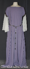 Gown ID:G912, Gown Color:Lavender, Style:12th Century<br>(shown with Silvertone Snowflake Plaque<br>Belt #BT0040ST<br>sold separately), Sleeve:Long Drop White Sleeve<br>with Floral Scroll<br>Purple/Black<br>trim at bicep, Trim:Floral Scroll<br>Purple/Black<br>trim at bicep, Neckline Type:Ballet, Fabric:Polyester Suiting, Machine Washable, Sleeve Length:26", Back Length:58".