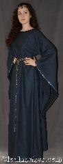 Gown ID:G923, Gown Color:Steel Blue, Style:12th Century, Sleeve:Long Drop Sleeve with<br>
Florentine, Narrow Silver, blue, & red<br>trim on sleeve edge, Trim:Florentine, Narrow
Silver, blue, & red<br>on sleeve edge, Neckline Type:Scoop, Sleeve Length:32", Back Length:61".