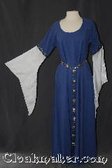 Gown ID:G925, Gown Color:Periwinkle Purple, Style:12th Century<br>(shown with belt #BT0033BZ-ST<br>and Cloak 3117 NOT included), Sleeve:Long Drop Sleeve with<br>2-Tone Blue Floral trim<br>on sleeve edge, Trim:2-Tone Blue Floral trim<br>on sleeve edge, Neckline Type:Scoop, Fabric:Wool blend / poly shimmer, Sleeve Length:30", Back Length:53.5".