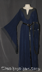 Gown ID:G930, Gown Color:Navy Blue / Charcoal, Style:12th Century (shown with belt  #BT0033BZ-ST<br>sold separately), Sleeve:Drop sleeve with charcoal edging, Trim:None, Neckline Type:Keyhole with charcoal contrast fabric, Fabric:polyester microfiber/ Tencel Twill machine washable, Sleeve Length:32", Back Length:55".
