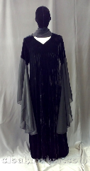 Gown ID:G962, Gown Color:Black, Style:12th Century, Sleeve:Long Drop sleeve, Neckline Type:V-Neck, Fabric:Velvet, Sleeve Length:30", Back Length:54".