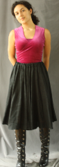Skirt:K128, Skirt Color:Black, Skirt Style:Dance skirt, Fiber:Washed linen, Length:25.5", Waist:up to 48".
