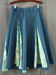 Skirt:K236, Skirt Color:Teal with soft green silk tie-dye gores, Skirt Style:Dance skirt, Length:31", Waist:up to 41" elastic.