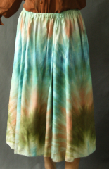 Skirt:K239, Skirt Color:Sunset Pattern, Skirt Style:Dance skirt, Fiber:Raw silk, tye-died, Length:30", Waist:up to 60".
