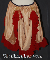 Skirt:KB020, Skirt Color:Gold with red nylon ruffle<br>2 ties for added draped, Skirt Style:Bustle<br>Hand wash or dry clean only, Fiber:Polyester, Length:up to 32", Waist:Panel 23".