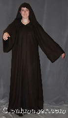 Robe:R353, Robe Style:Jedi Robe modeled after<br>Anakin Episode II, Robe Color:Two tone Mottled dark chocolate<br>brown exterior with extra dark brown interior, Fiber:Wool Blend<br>Machine washable, Neck:24", Sleeve:36", Chest:Up to 50", Length:64", Note:Warm and detailed,<br>a great piece of winter or fall.<br>Made with a mottled dark chocolate brown<br>with extra dark brown interior with hidden clasp,<br>makes a great accessory for everyday wear,<br> LARP or Renaissance Fair.<br>The robe is machine washable.