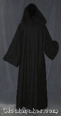 Robe:R360, Robe Style:Sith or Holocaust Style Cloak, Robe Color:Black, Fiber:100 % Wool, Neck:22", Sleeve:38", Chest:Up to 50", Length:58", Height:Up to 5'7", Note:Hooded Sith or Holocaust Style Cloak<br>with a black vale hook and eye clasp<br>light weight<br>Made of a classic feeling<br>100% wool flat woven<br>Dry clean only..