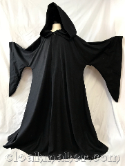 Robe:R433, Robe Style:Sith, Robe Color:Black, Front/Collar:Black vale clasp, Fiber:100% Wool, Neck:23", Sleeve:35", Chest:74", Length:61", Note:A Sith or Holocaust style robe<br>with slight Palpatine tendancies.