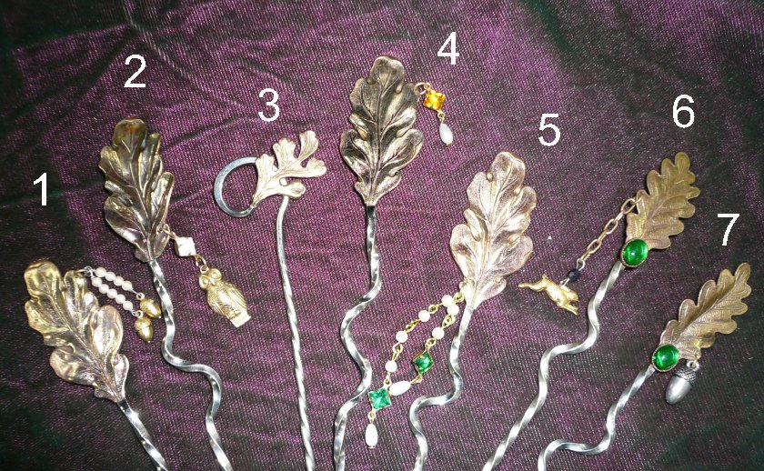 hair sticks with leaves on the end