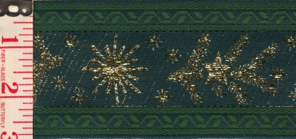 green trim with gold stars and pine branches