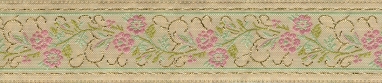 tan
                          background floral trim with pink flowers