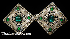 Filigree Diamond<br>w/5 Green glass