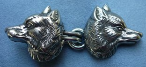 Wolf Heads<br>Side w/ Hook & Eye - Silvertone